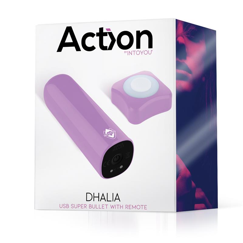 Dhalia Súper Vibrating Bullet with Remote Control High-powered USB Purple - Image 2