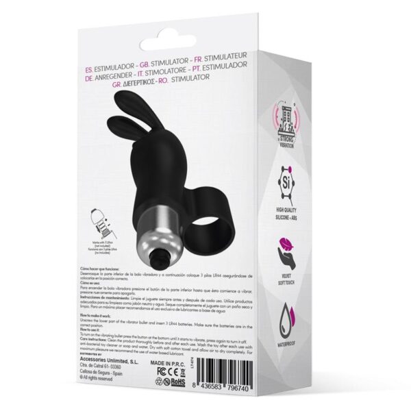 Fingyhop Vibrating Bullet with Rabbit Black - Image 3