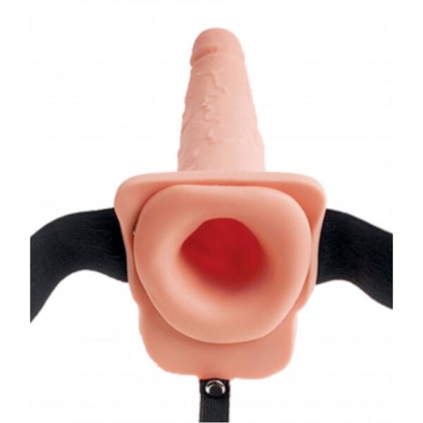 Elastic Strap-On with 9 Hollow Dildo Squirting Function Flesh - Image 2
