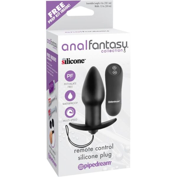 Remote Control Silicone Butt Plug - Colour Black - Image 2