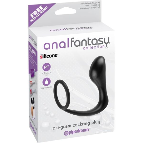 Butt Plug with Penis Ring Ass-Gasm Black - Image 3