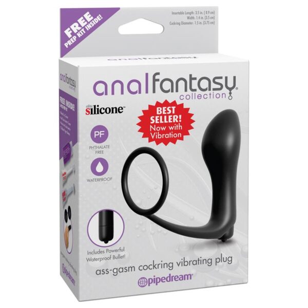Ass-Gasm Cockring Vibrating Plug  - Colour Black - Image 4