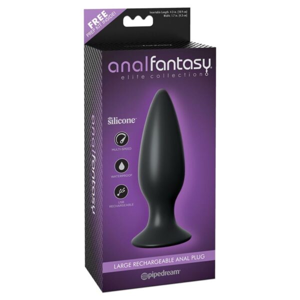 Large Rechargeable Butt Plug Black - Image 2