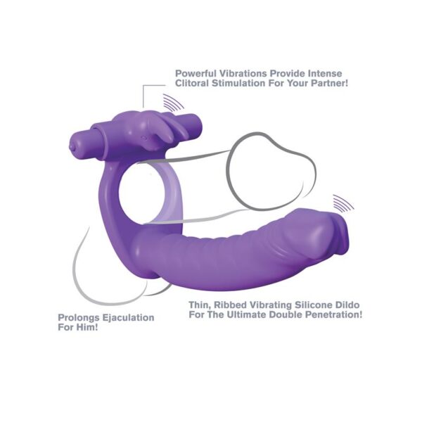 Fantasy C-Ringz Silicone Double Penetrator Rabbit Purple - Image 2