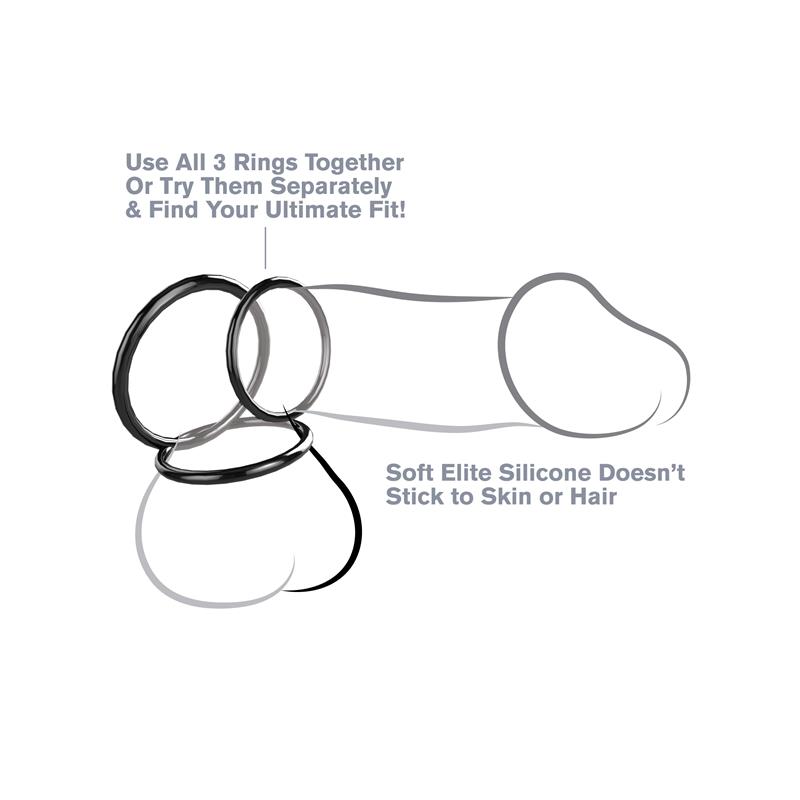 Fantasy C-Ringz Silicone 3-Ring Stamina Set Black - Image 2