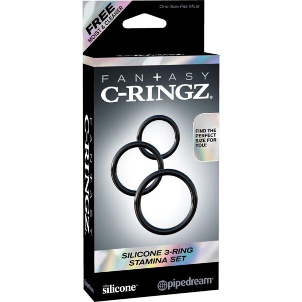 Fantasy C-Ringz Silicone 3-Ring Stamina Set Black - Image 3