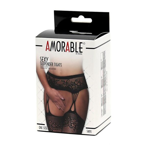 Suspender Tights Black One Size - Image 3