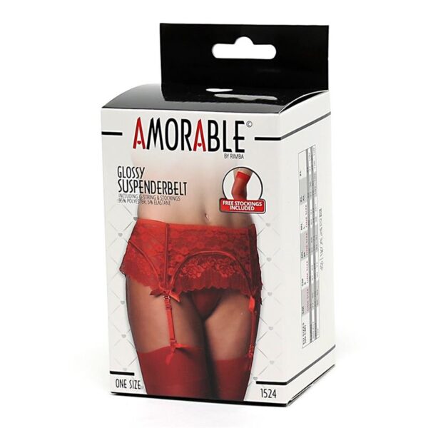 Garter Belt with Thong and Stockings Red - Image 3