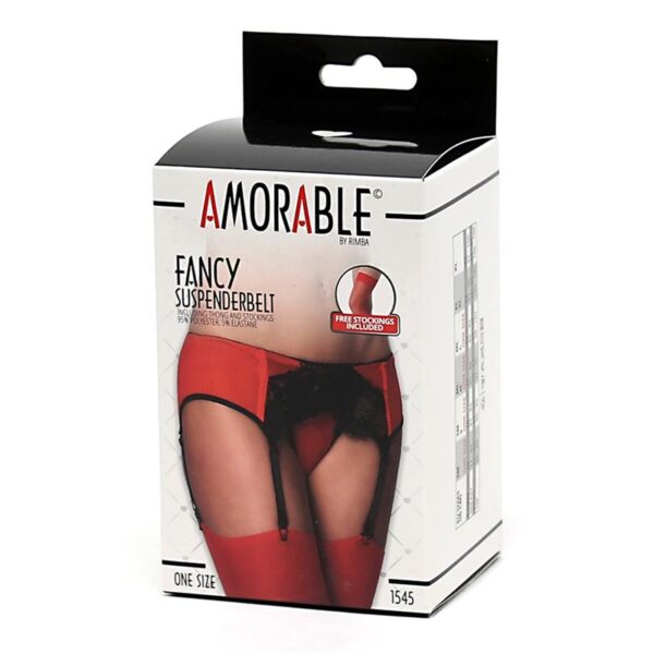 Garter Belt with Thong and Stockings Black and Red - Image 3