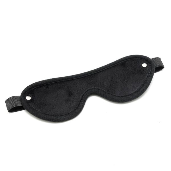 Rimba Bondage Play Hand Cuffs with Mask Adjustable Black - Image 3