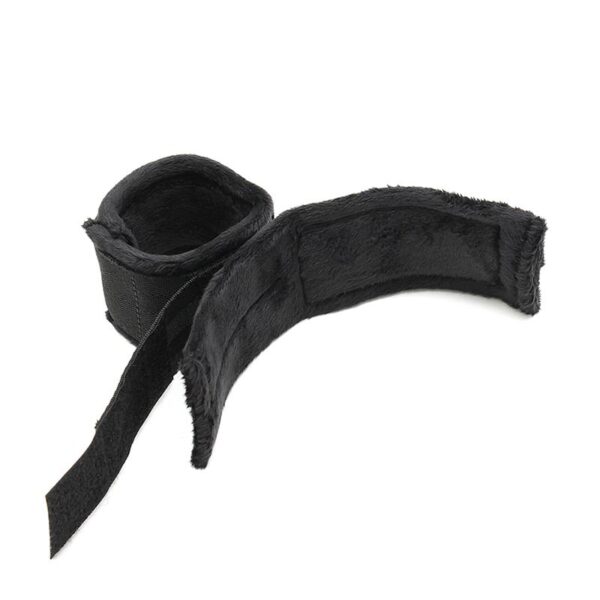 Rimba Bondage Play Hand Cuffs with Mask Adjustable Black - Image 4