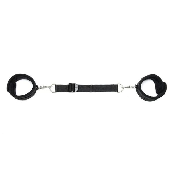 Rimba Bondage Play Ankle Cuffs with Adjustable Spreader Strap Adjustable Black - Image 2