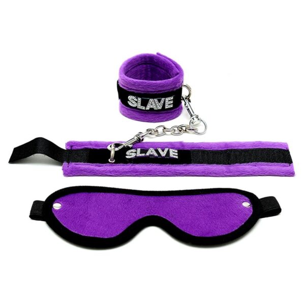 Rimba Bondage Play Handcuffs and Eyemask Purple - Image 2
