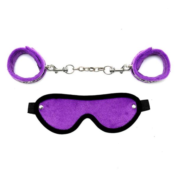 Rimba Bondage Play Handcuffs and Eyemask Purple - Image 3