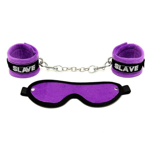 Rimba Bondage Play Handcuffs and Eyemask Purple - Image 7