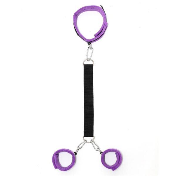Handcuffs to Collar with Leash Adjustable Purple - Image 2