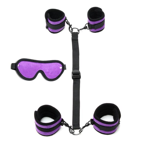 Hand to Ankle Cuffs with Mask Adjustable Purple - Image 3