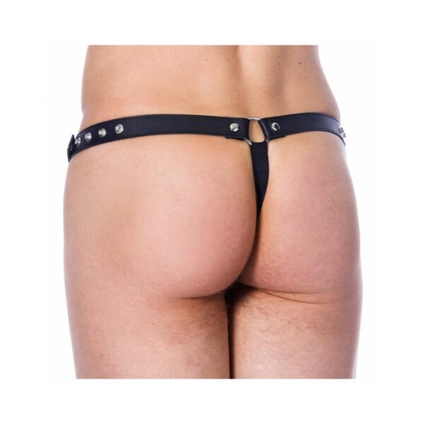 Leather G-String Adjustable with Oppening - Image 2