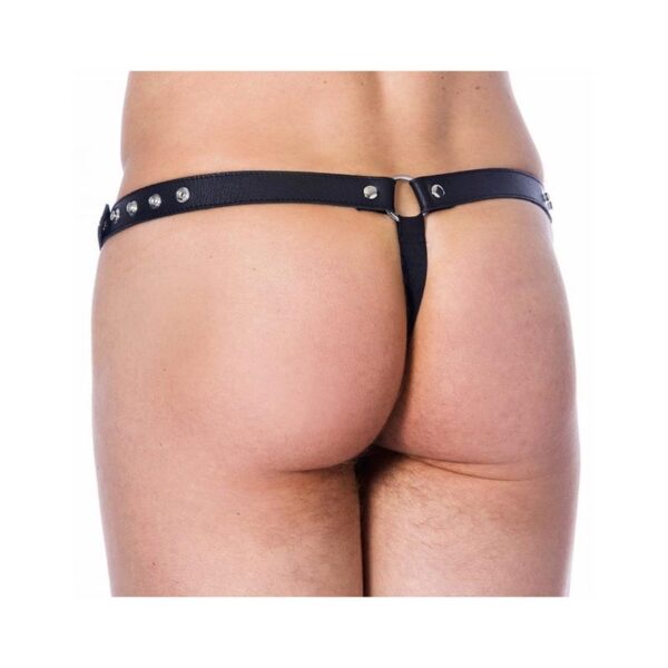 Leather G-string Adjustable Black - Image 2