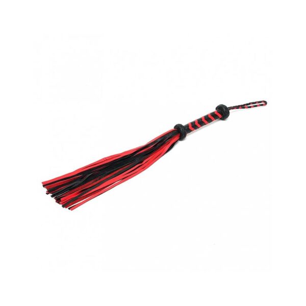 Braided Flogger Leather Black Red - Image 3