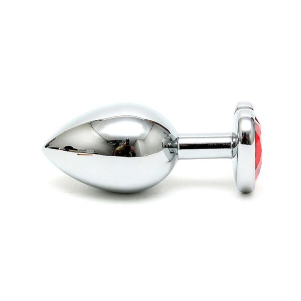 Butt Plug Plated Steel Crystal Heart Red - Image 2