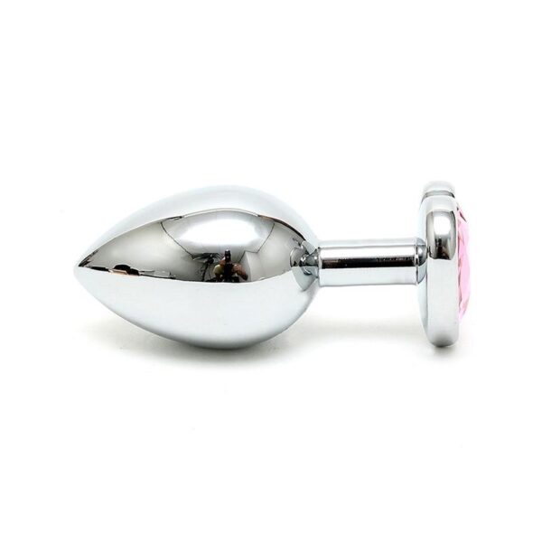 Butt Plug Plated Steel Crystal Heart Pink - Image 2