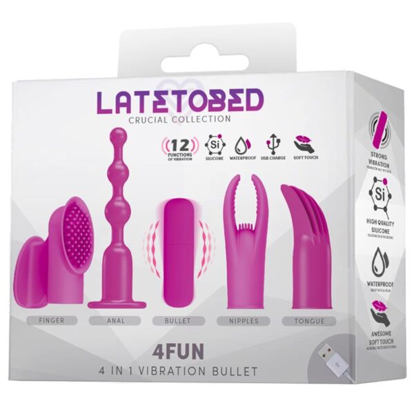 4Fun Vibrating Bullet and 4 Sleeves USB Waterproof Silicone - Image 2