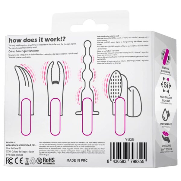 4Fun Vibrating Bullet and 4 Sleeves USB Waterproof Silicone - Image 3