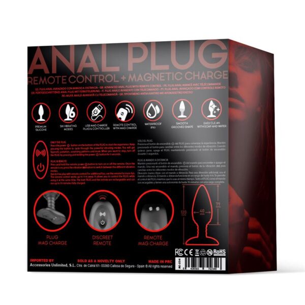 Asher Butt Plug with Remote Control Magnetic USB Black - Image 3
