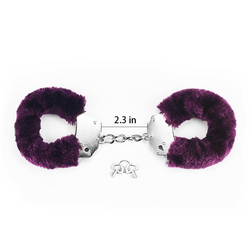 Furry Metal Handcuffs Purple - Image 2