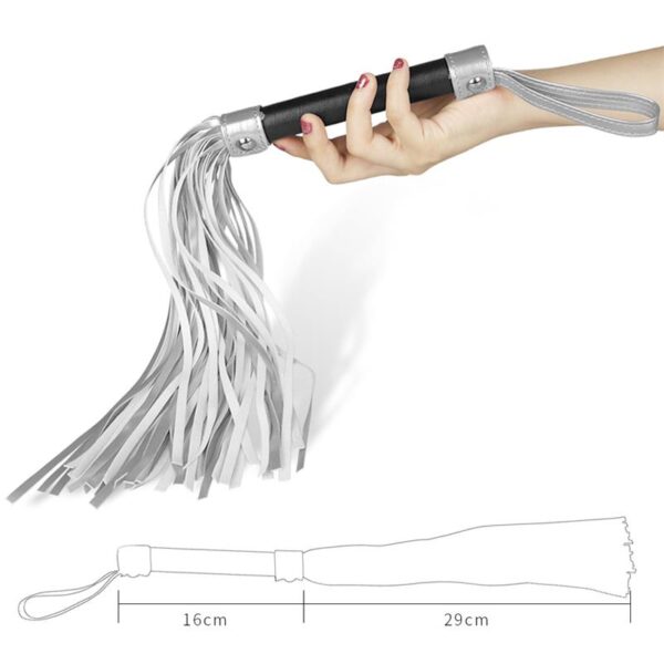 Flogger Faux Leather Silver and Black - Image 4