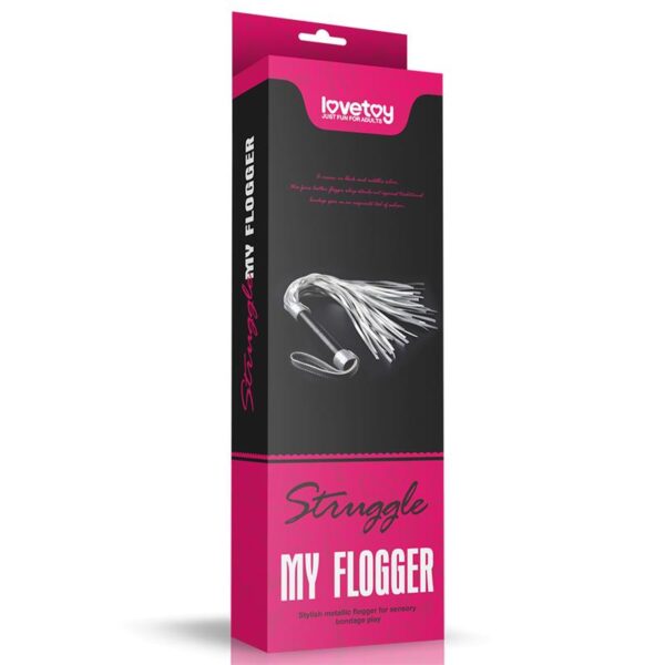 Flogger Faux Leather Silver and Black - Image 5