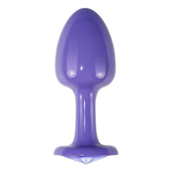 Metal Butt Plug Purple Rosebud with Blue Jewel - Image 2