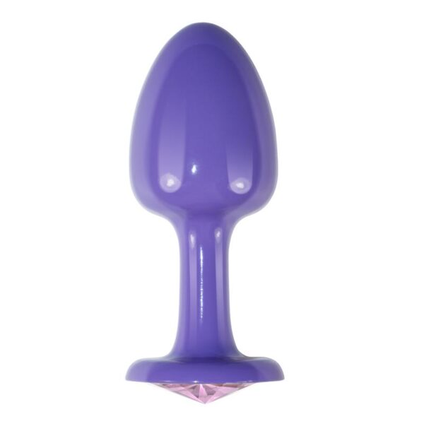 Metal Butt Plug Purple Rosebud with Pink Jewel - Image 2