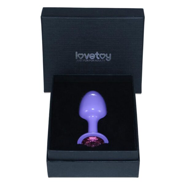 Metal Butt Plug Purple Rosebud with Pink Jewel - Image 3