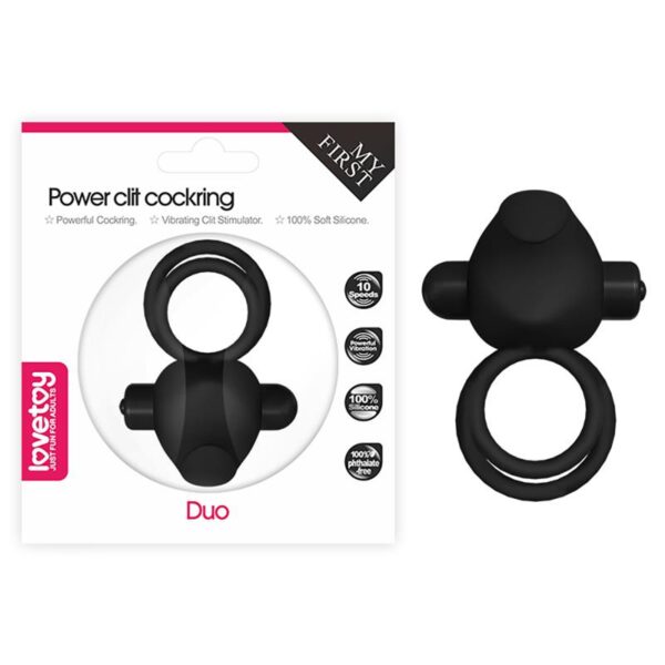 Double Vibrating Cockring Power Clit Duo Black - Image 8