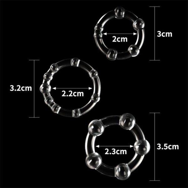 Pack of 3 Penis Ring Power Plus Triple Clear - Image 2