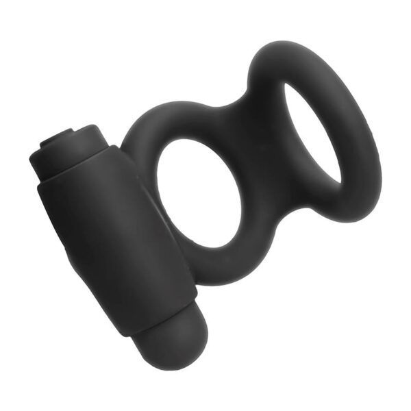 Denver Double Cockring with Vibrating Bullet USB Silicone Black - Image 5