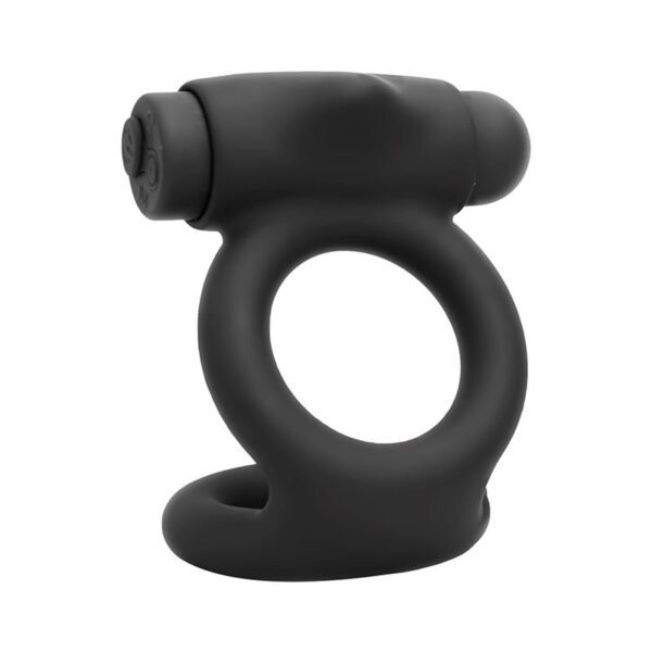 Denver Double Cockring with Vibrating Bullet USB Silicone Black - Image 6