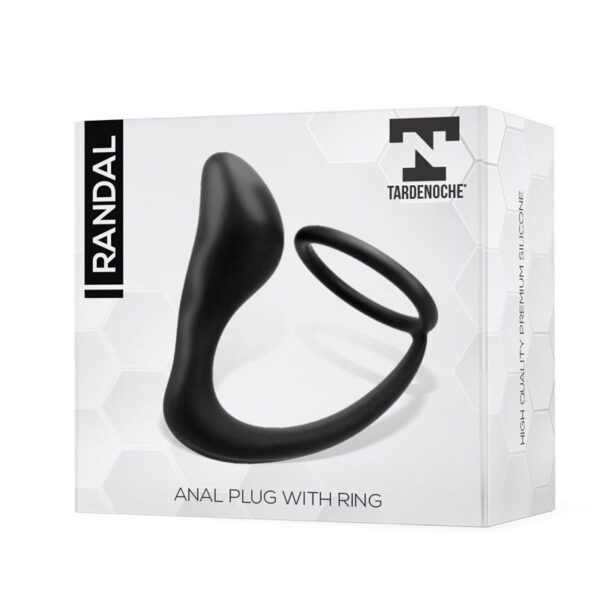 Randal Butt Plug with Penis Ring Silicone Black - Image 2