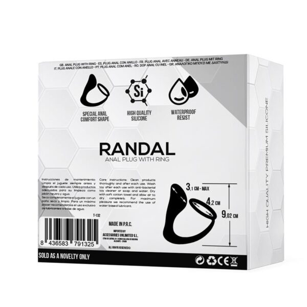 Randal Butt Plug with Penis Ring Silicone Black - Image 3