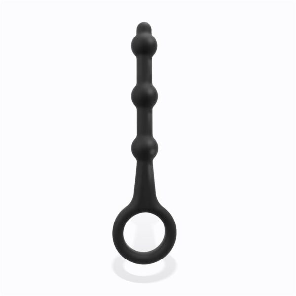 Elmer Beaded Butt Plug with Easy Pull Ring Silicone Black - Image 4