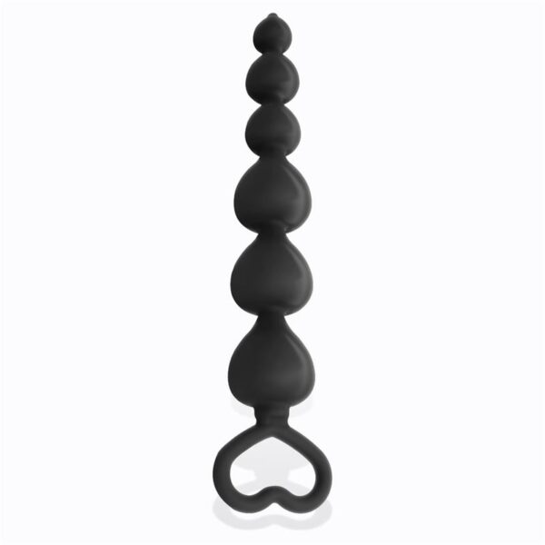Clyde Beaded Butt Plug with Easy Pull Ring Silicone Black - Image 4