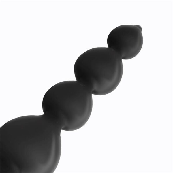 Clyde Beaded Butt Plug with Easy Pull Ring Silicone Black - Image 5