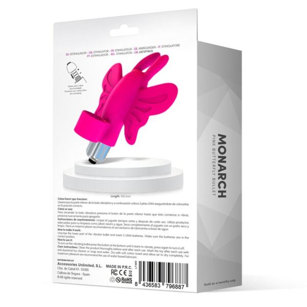 Monarch Butterfly Vibrating Bullet Silicone Pink - Image 3