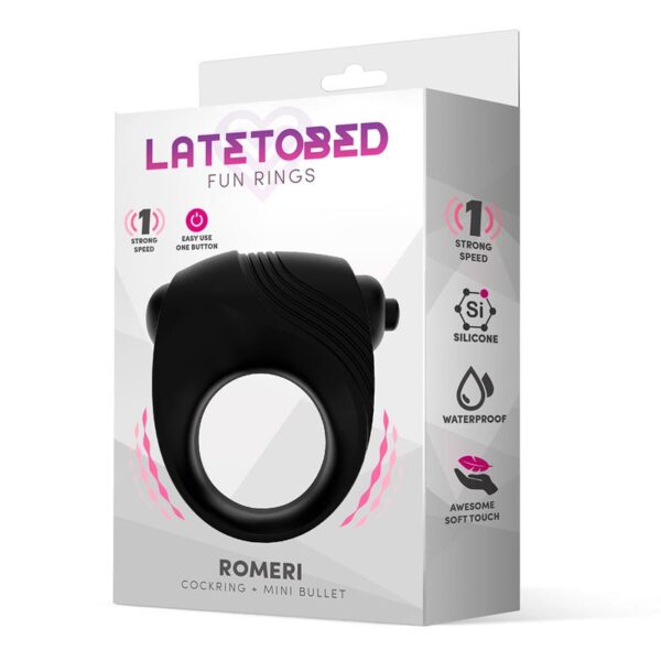 Romeri Ring + Vibrating Bullet Silicone Black - Image 2