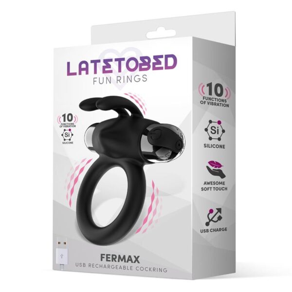 Fermax Vibrating Ring with Rabbit USB Silicone Black - Image 2