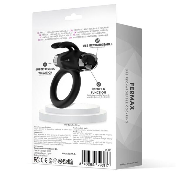 Fermax Vibrating Ring with Rabbit USB Silicone Black - Image 3