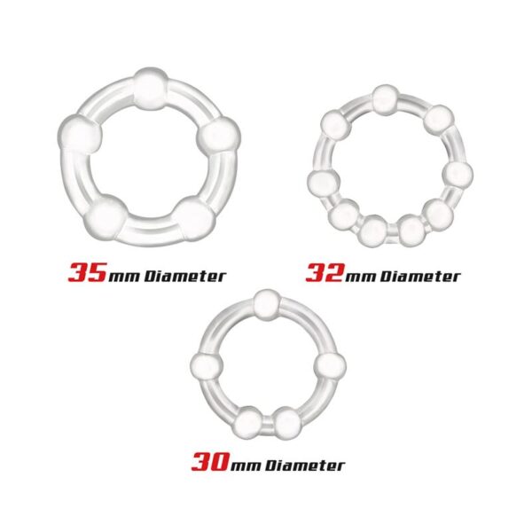 Set of 3 Penis Ring Beaded Flexibles Clear - Image 2