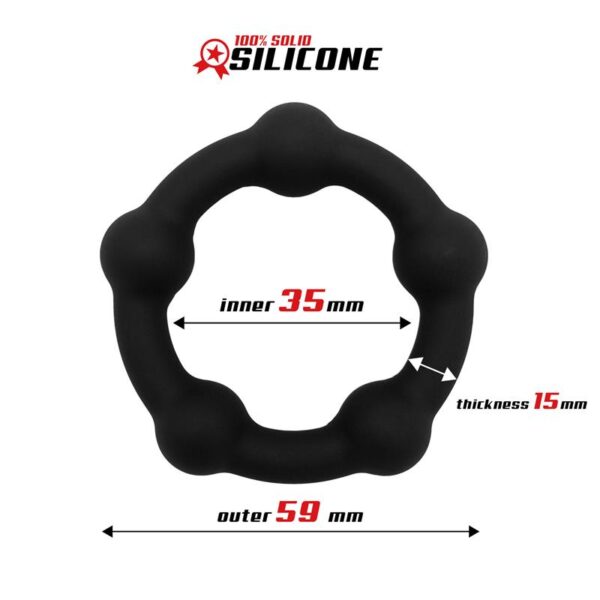 Bead Solid Cock Ring Silicone 3.5 cm Black - Image 2